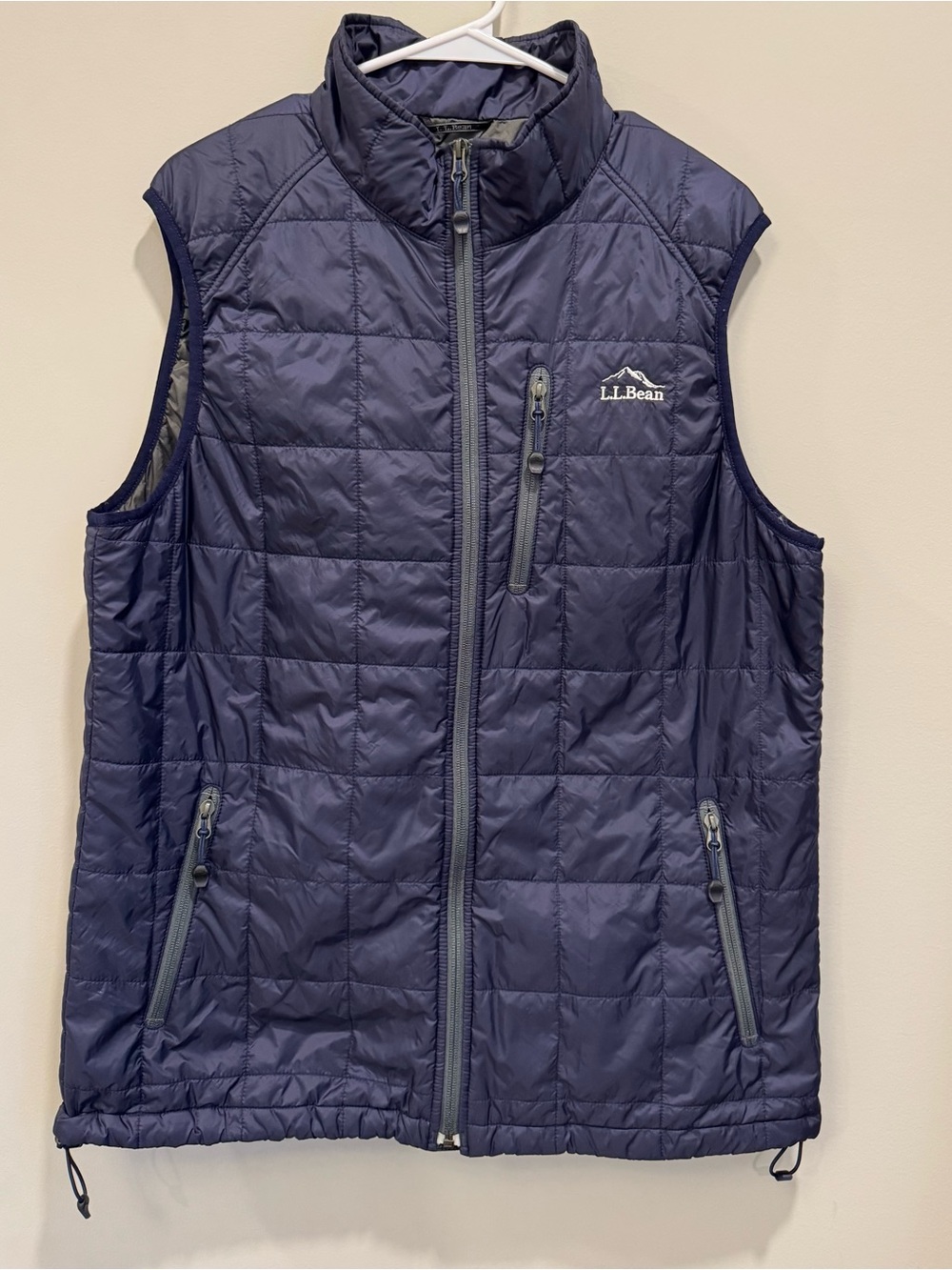 L.L. Bean Mens Large Tall PrimaLoft Packaway Puffer Vest Navy Blue